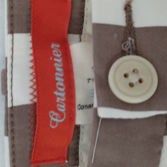 Woman's Cartonnier Capris, Brown/White Stripe, Cotton/Spandex,  Size 8 - Picture 2 of 7